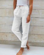 Aria Pants Made of Cotton and Linen with Elastic Waist