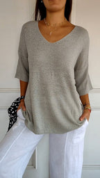 Anwen | Soft Drape V-Neck Knit - Effortlessly elegant