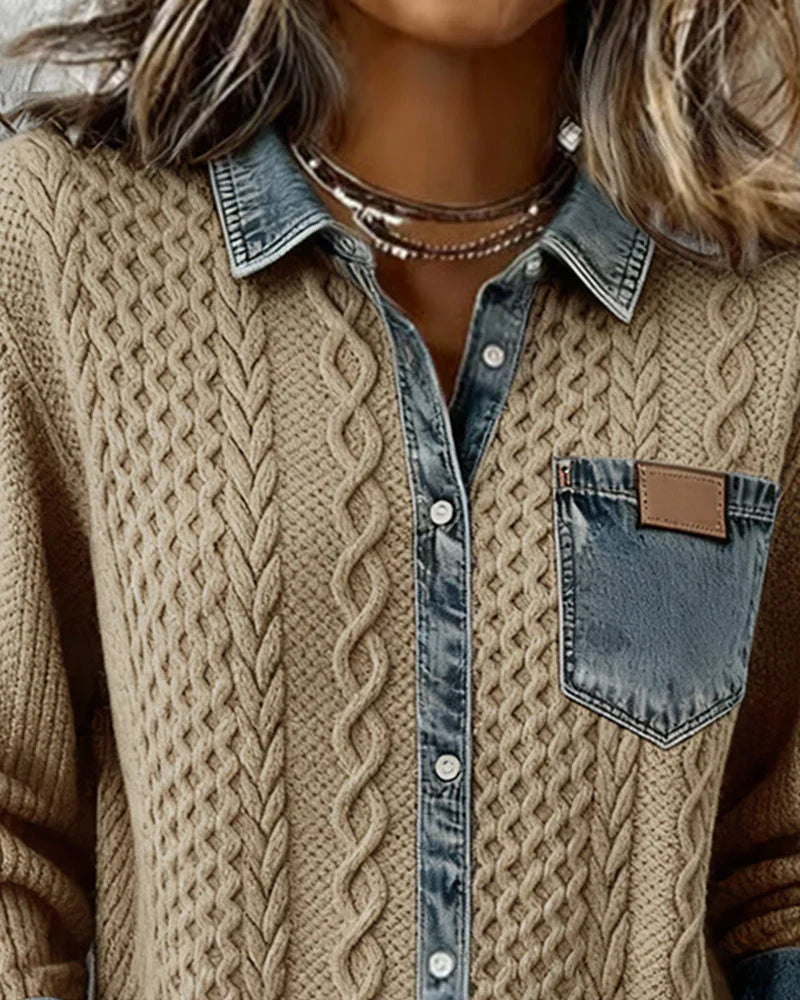 Simone™ | Denim Patchwork Shirt