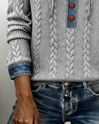 Norissea™ | Button-Front Knit Hoodie Pullover