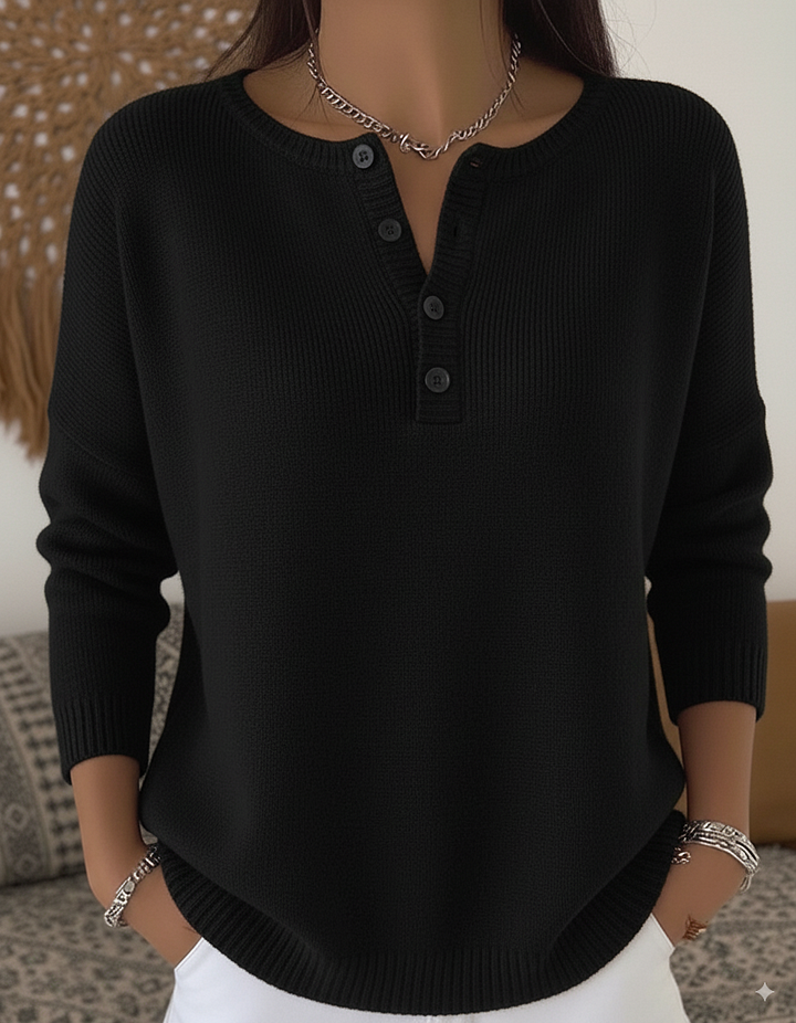 Sara | Button Henley Sweater