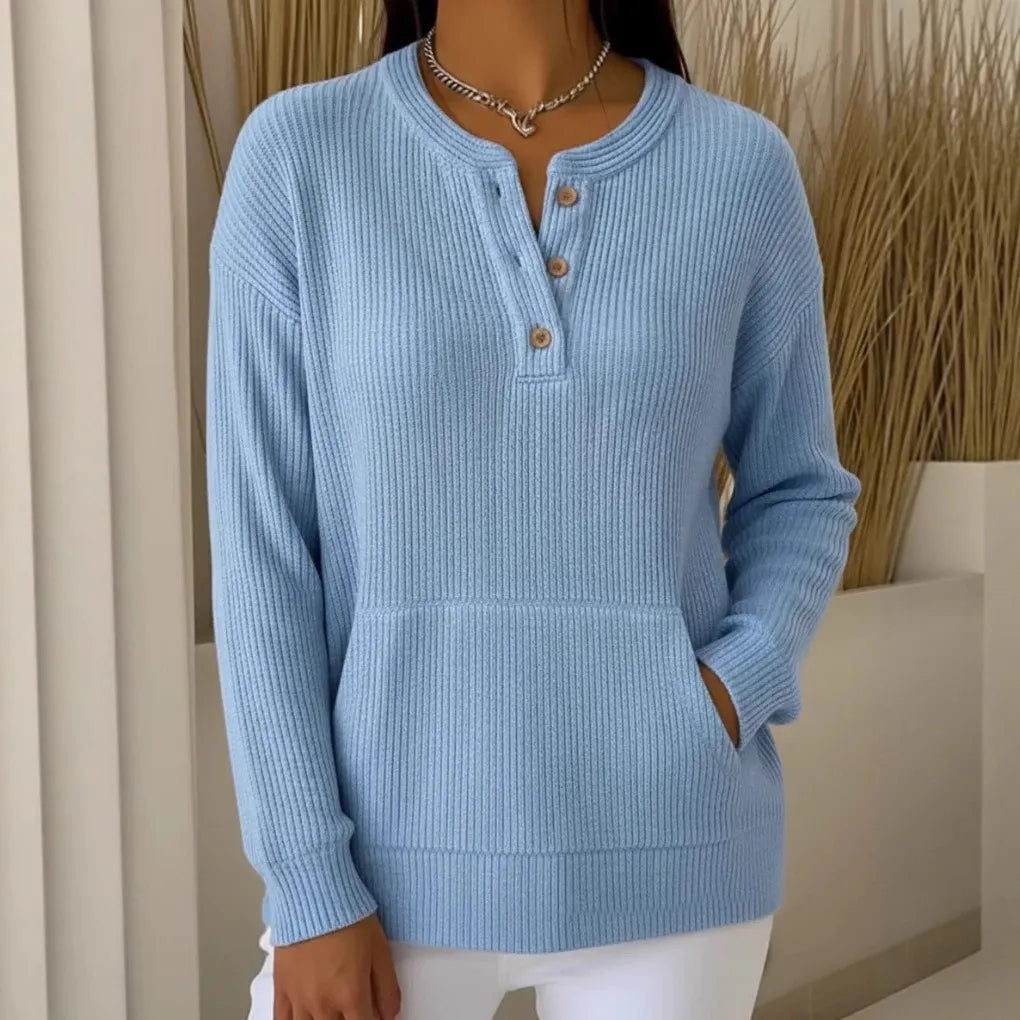Aileen | Ribbed Henley Sweater