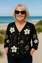 June |  Floral Top - Natural Grace, Effortless Fit