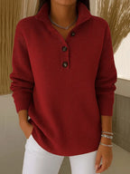 Phoebe | Ribbed Collar Button Sweater