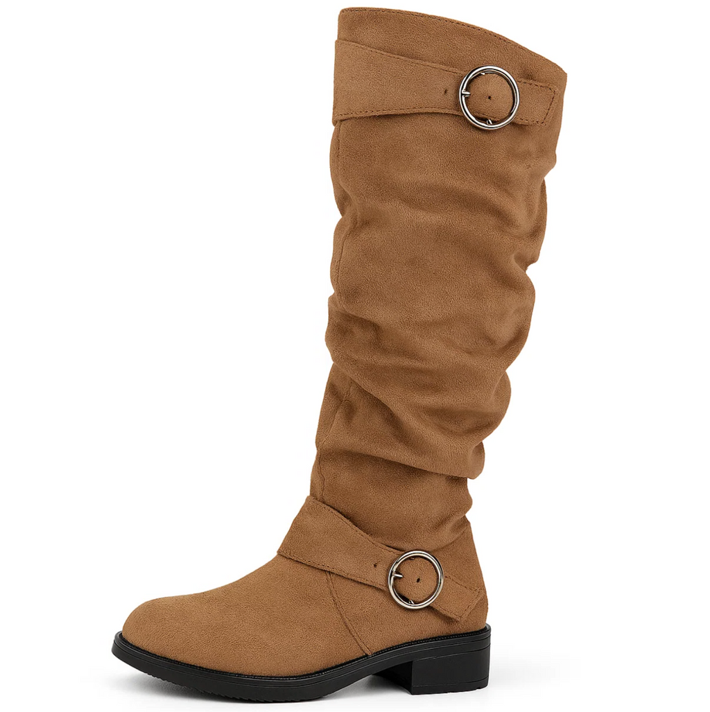 Suede Buckle Boots