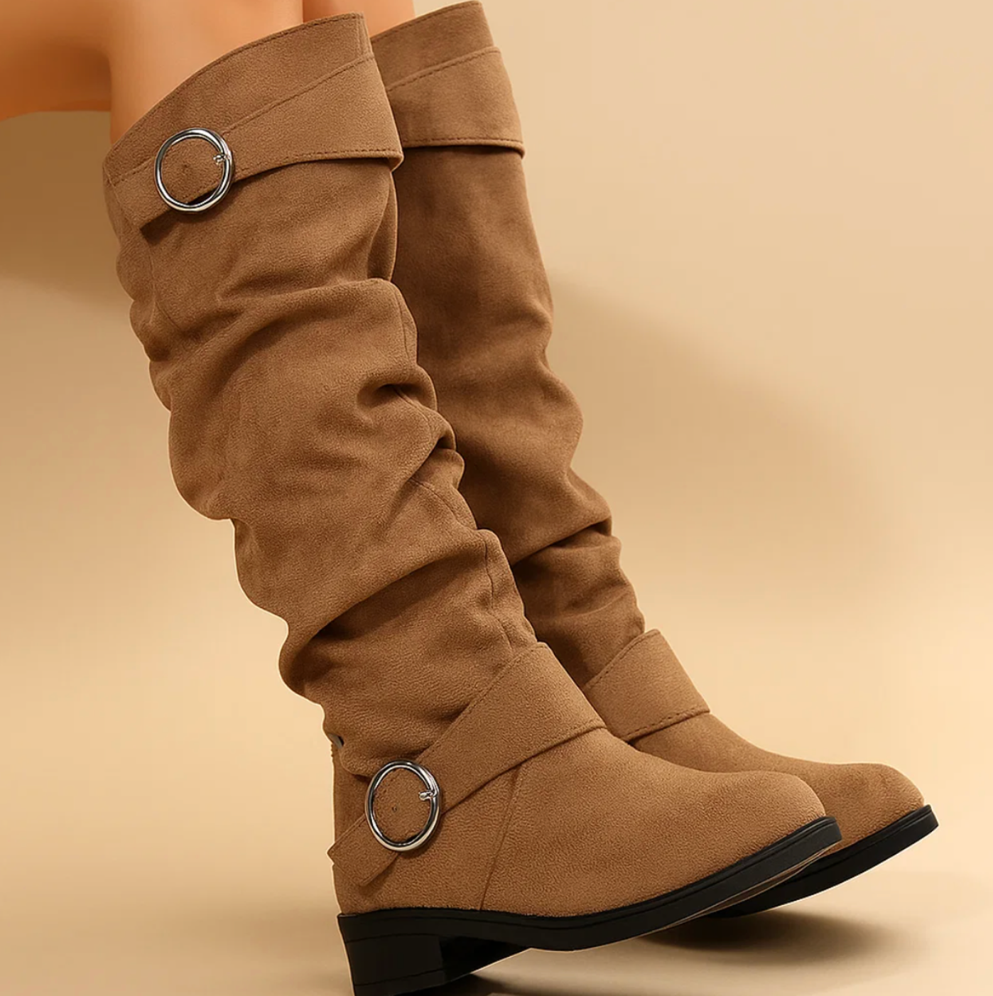 Suede Buckle Boots