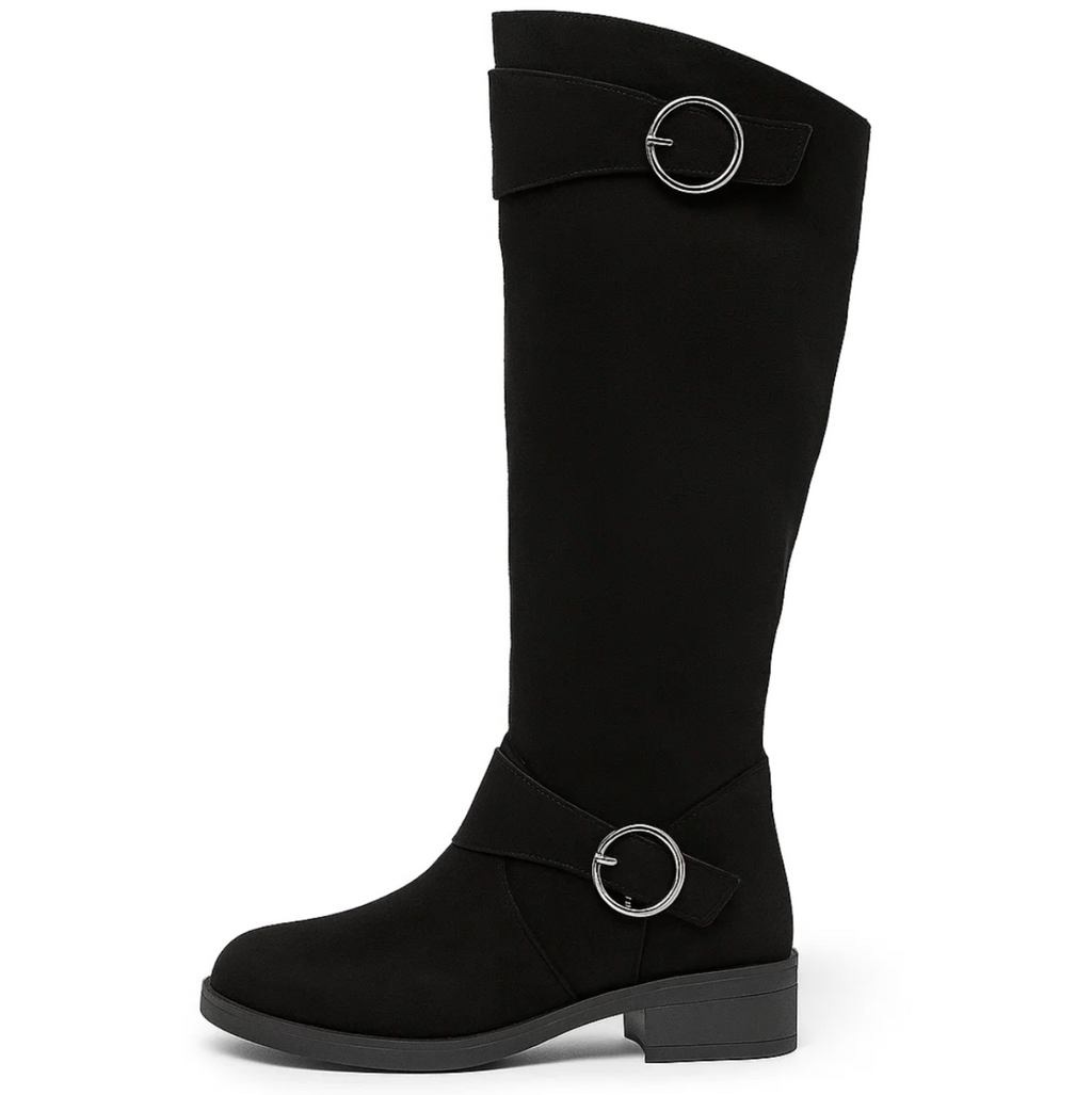 Suede Buckle Boots