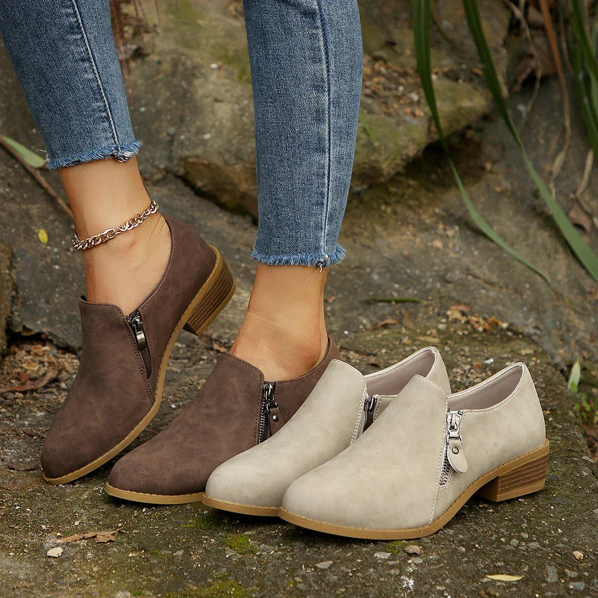 Maia™ | SleekShield Zip-Up Ankle Boots