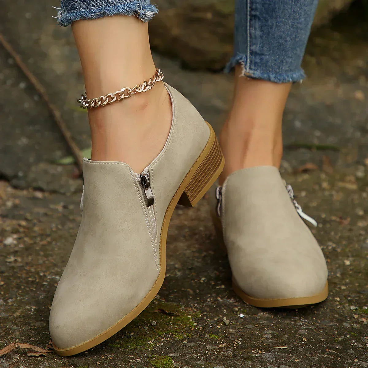 Maia™ | SleekShield Zip-Up Ankle Boots
