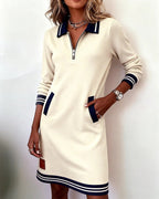 Chic Long Sleeve Cotton Dress